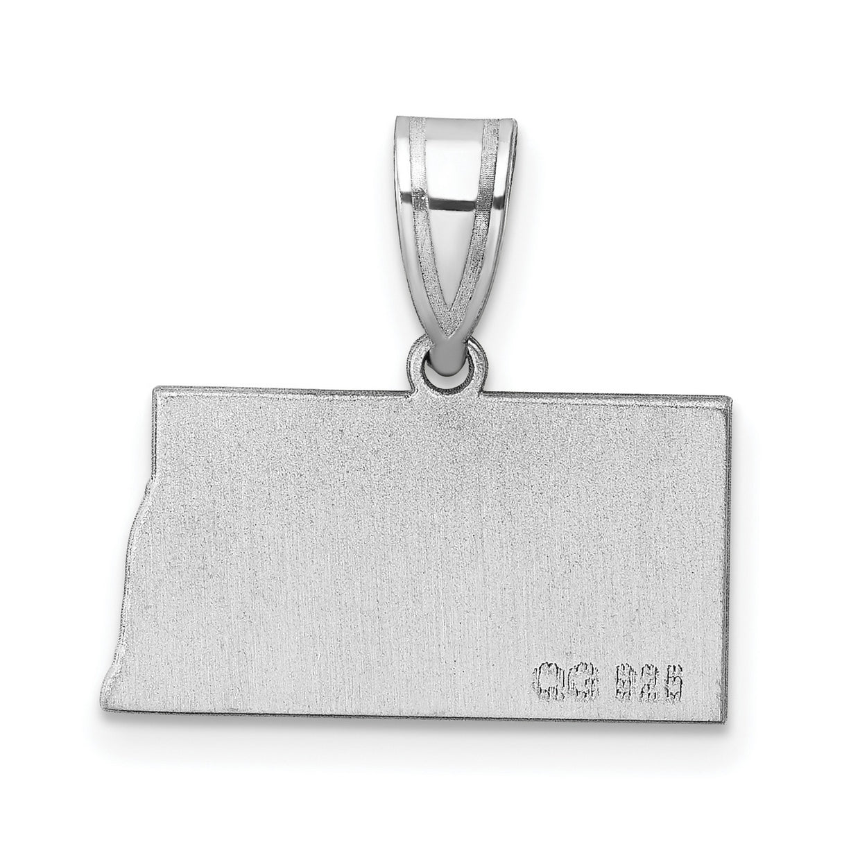 North Dakota State Charm Pendant in Real 14k White Gold