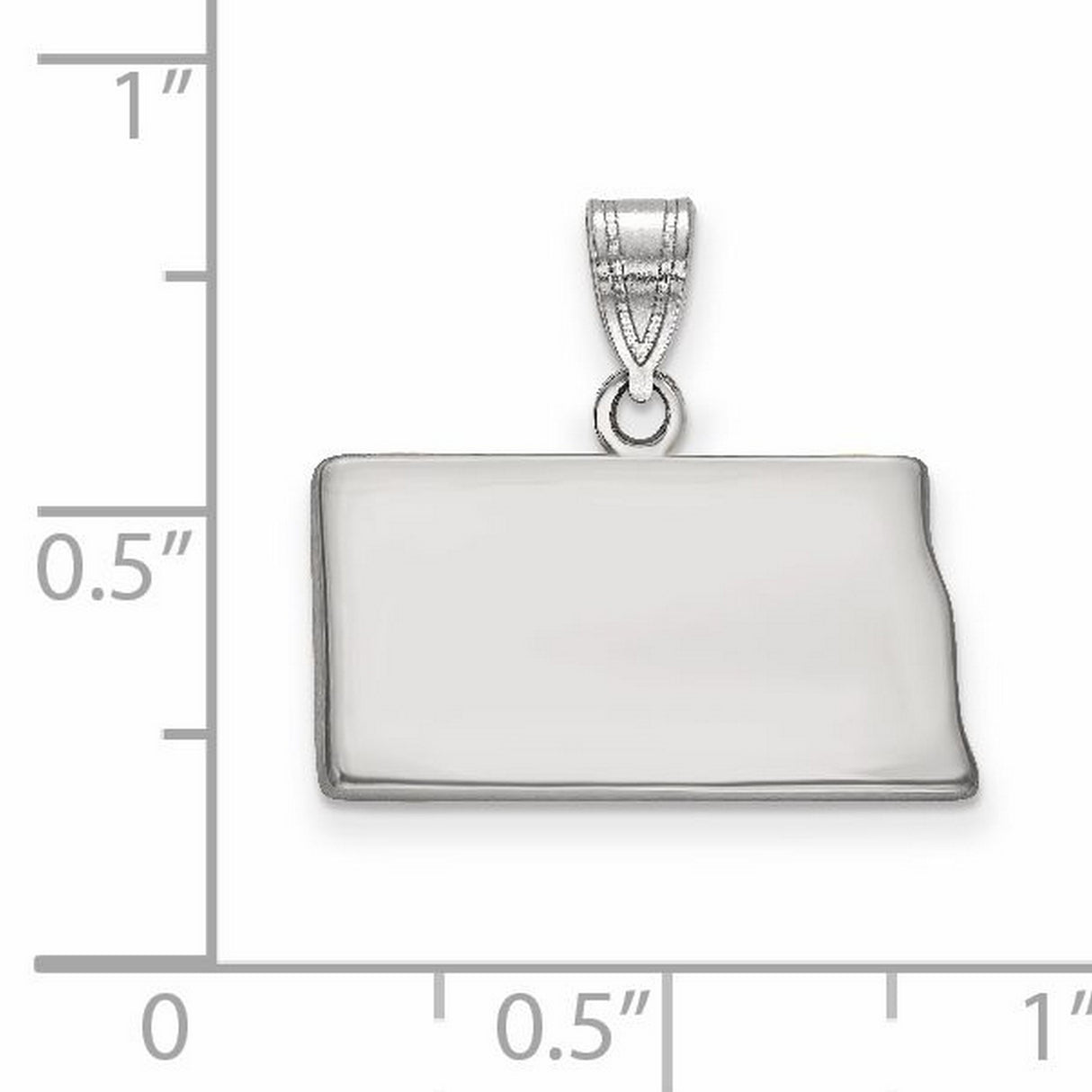 North Dakota State Charm Pendant in Real 14k White Gold