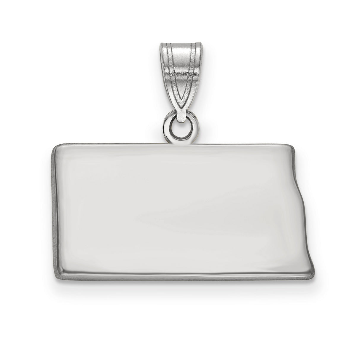 North Dakota State Charm Pendant in Real 14k White Gold