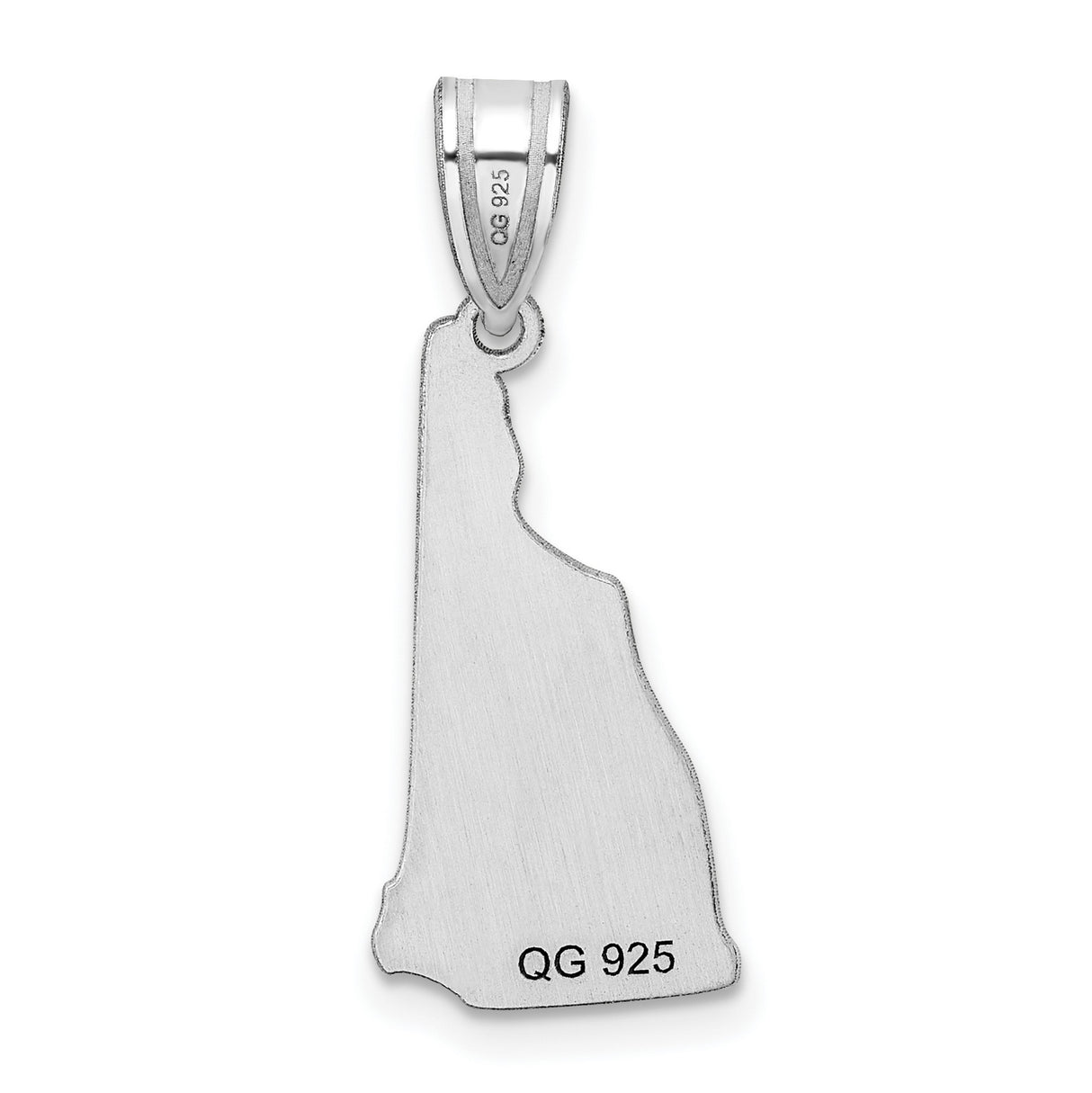 New Hampshire State Charm Pendant in Real 14k White Gold