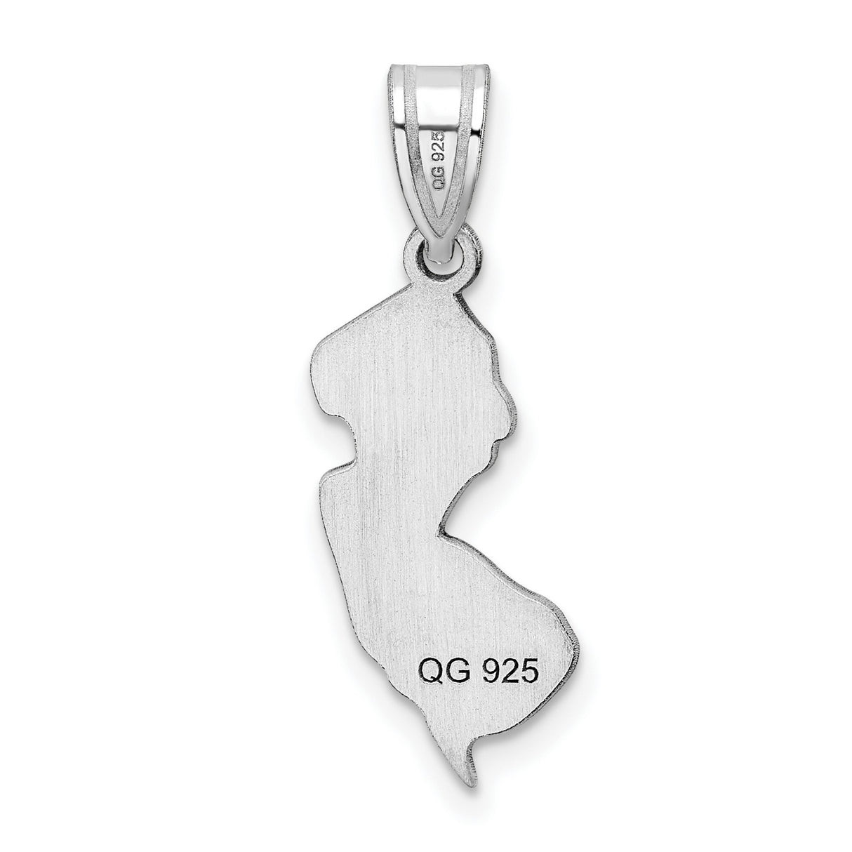 New Jersey State Charm Pendant in Real 14k White Gold