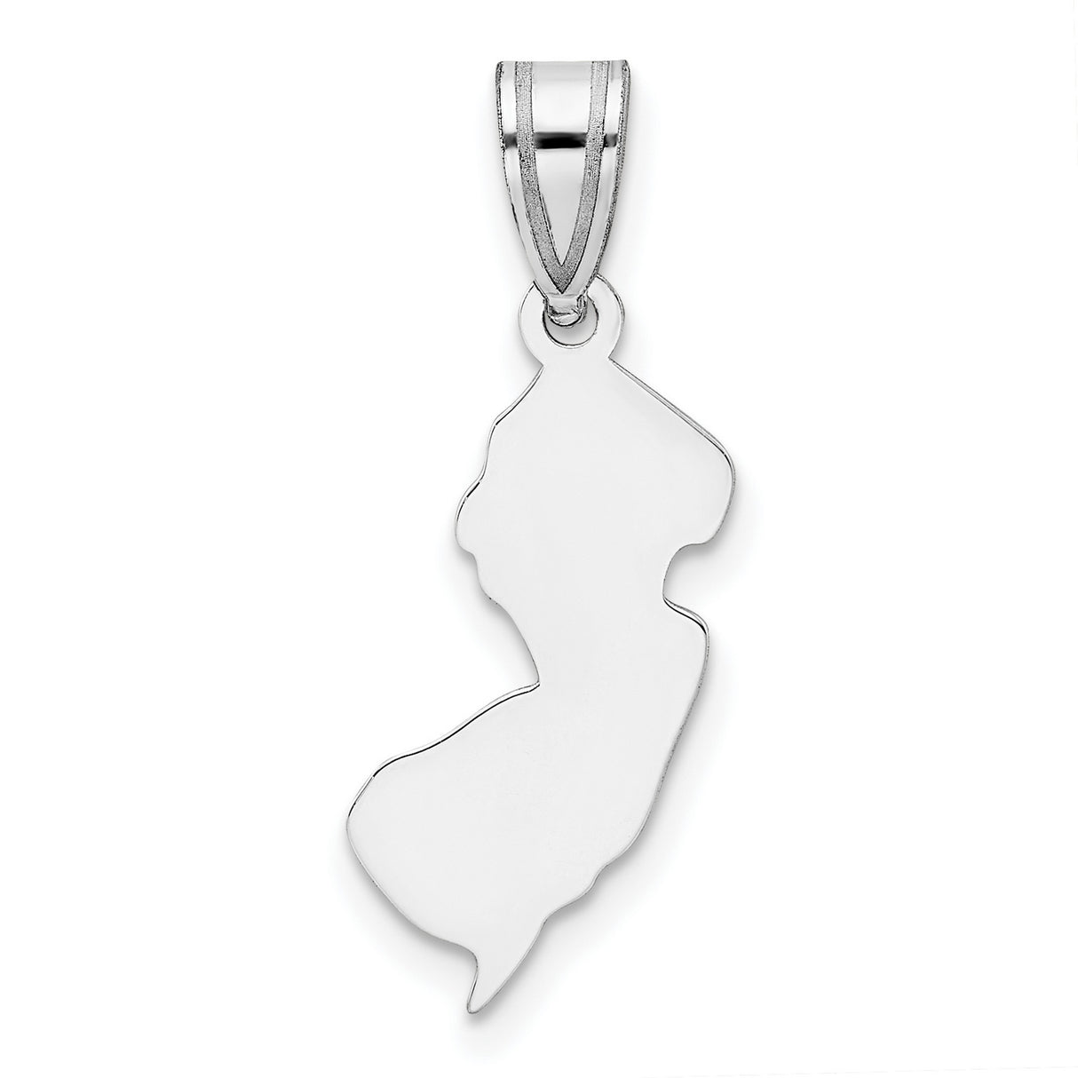 New Jersey State Charm Pendant in Real 14k White Gold