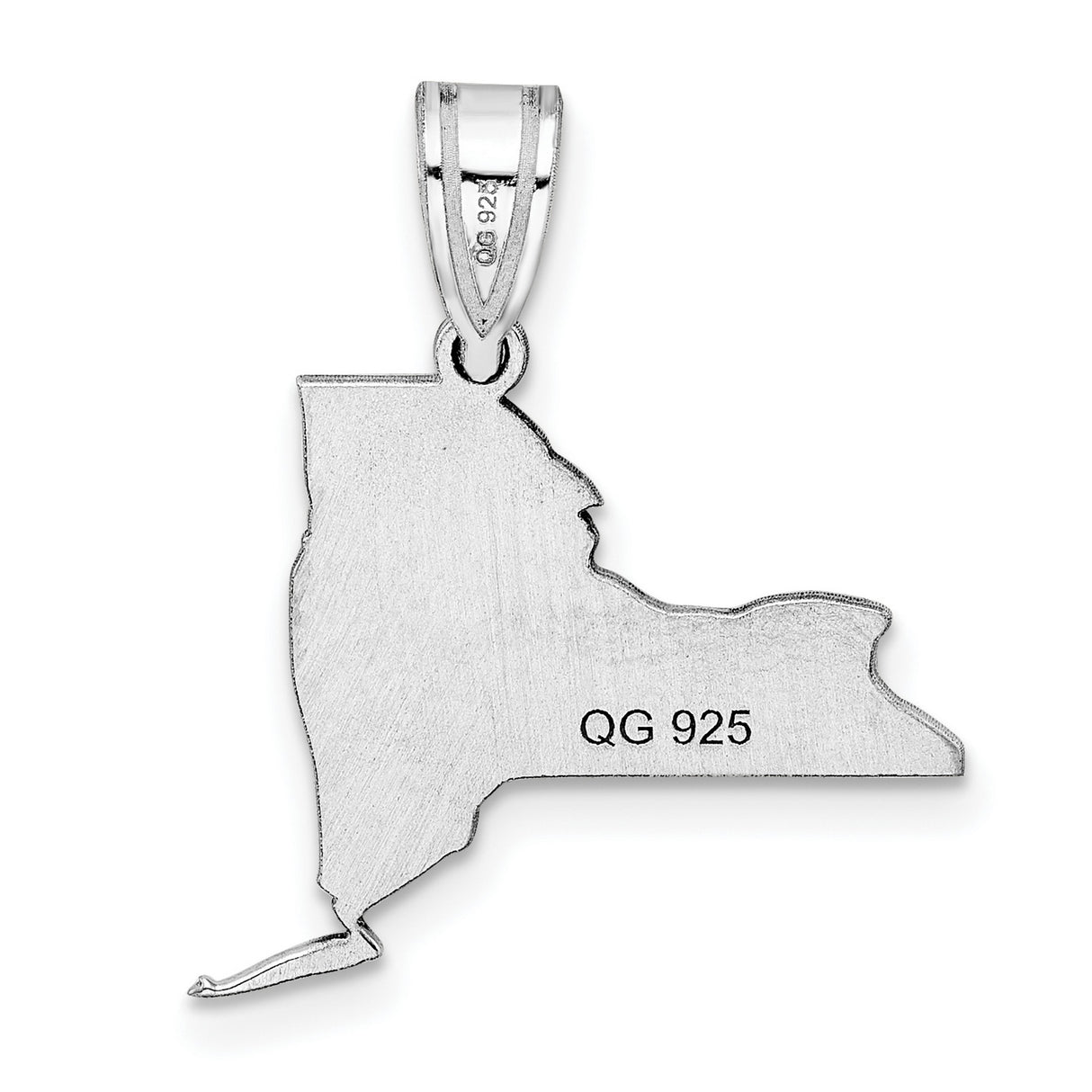 14k White Gold New York Outline Pendant, Minimalist State Map Charm, Unisex Travel Keepsake