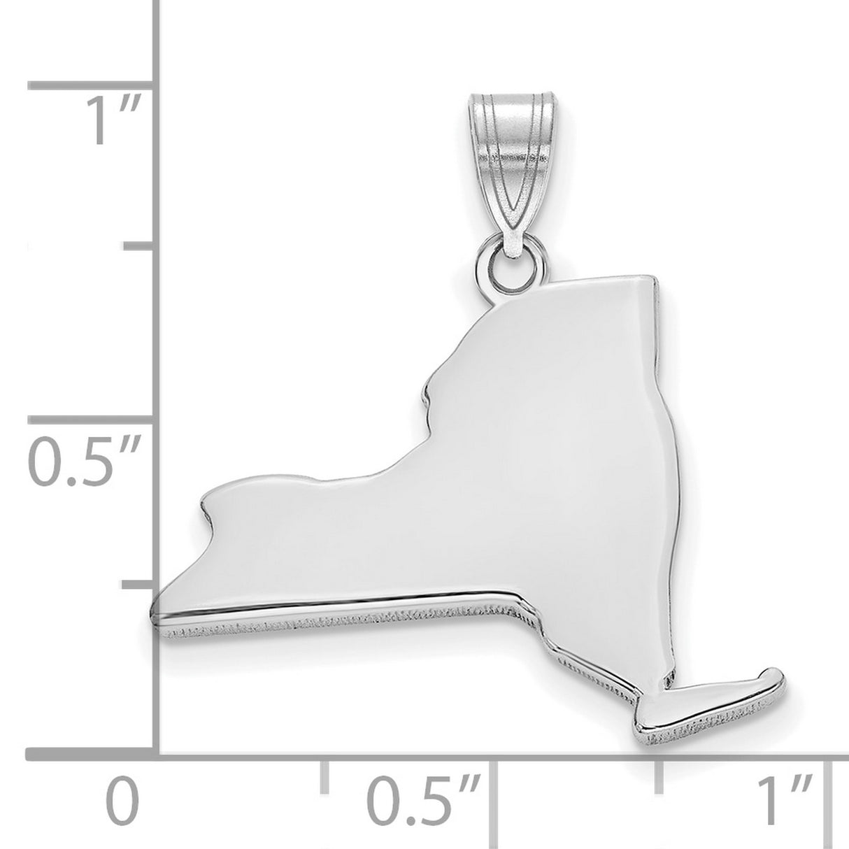 14k White Gold New York Outline Pendant, Minimalist State Map Charm, Unisex Travel Keepsake