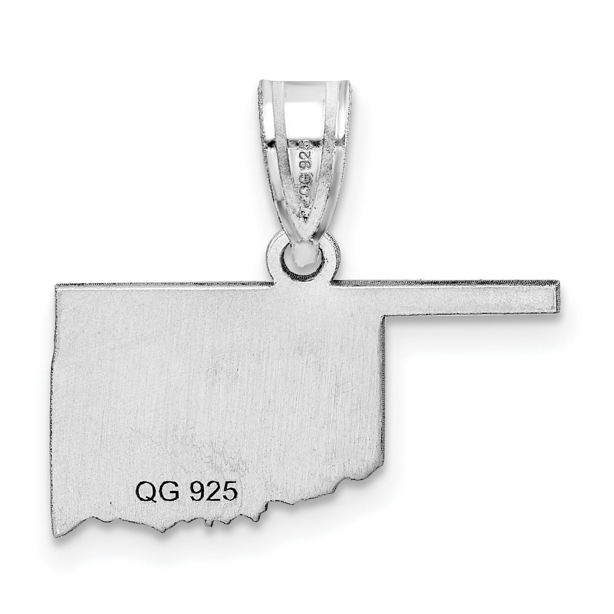 14k White Gold Oklahoma State Pendant, Polished Outline Map Charm for Women or Unisex