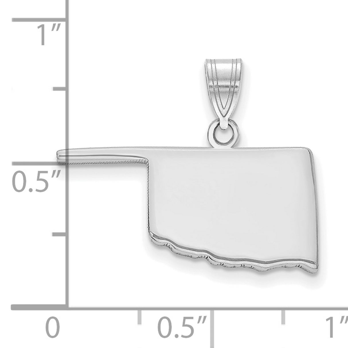 14k White Gold Oklahoma State Pendant, Polished Outline Map Charm for Women or Unisex
