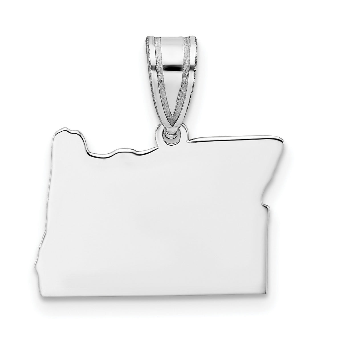 Oregon State Charm Pendant in Real 14k White Gold