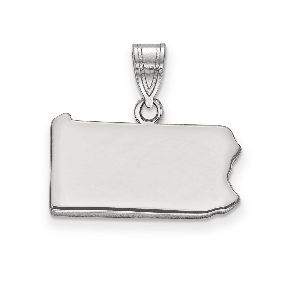 Pennsylvania State Charm Pendant in Real 14k White Gold