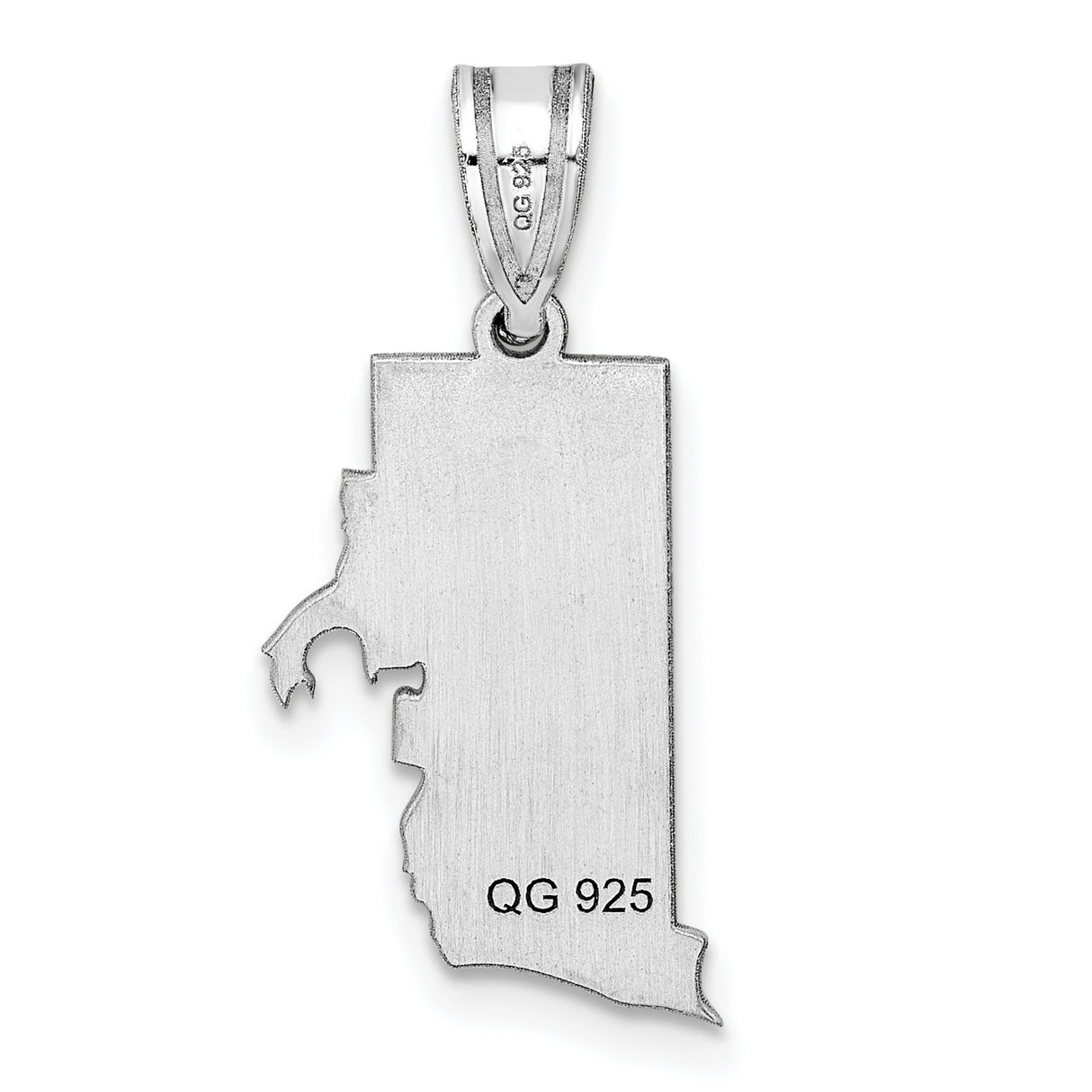 Rhode Island State Charm Pendant in Real 14k White Gold