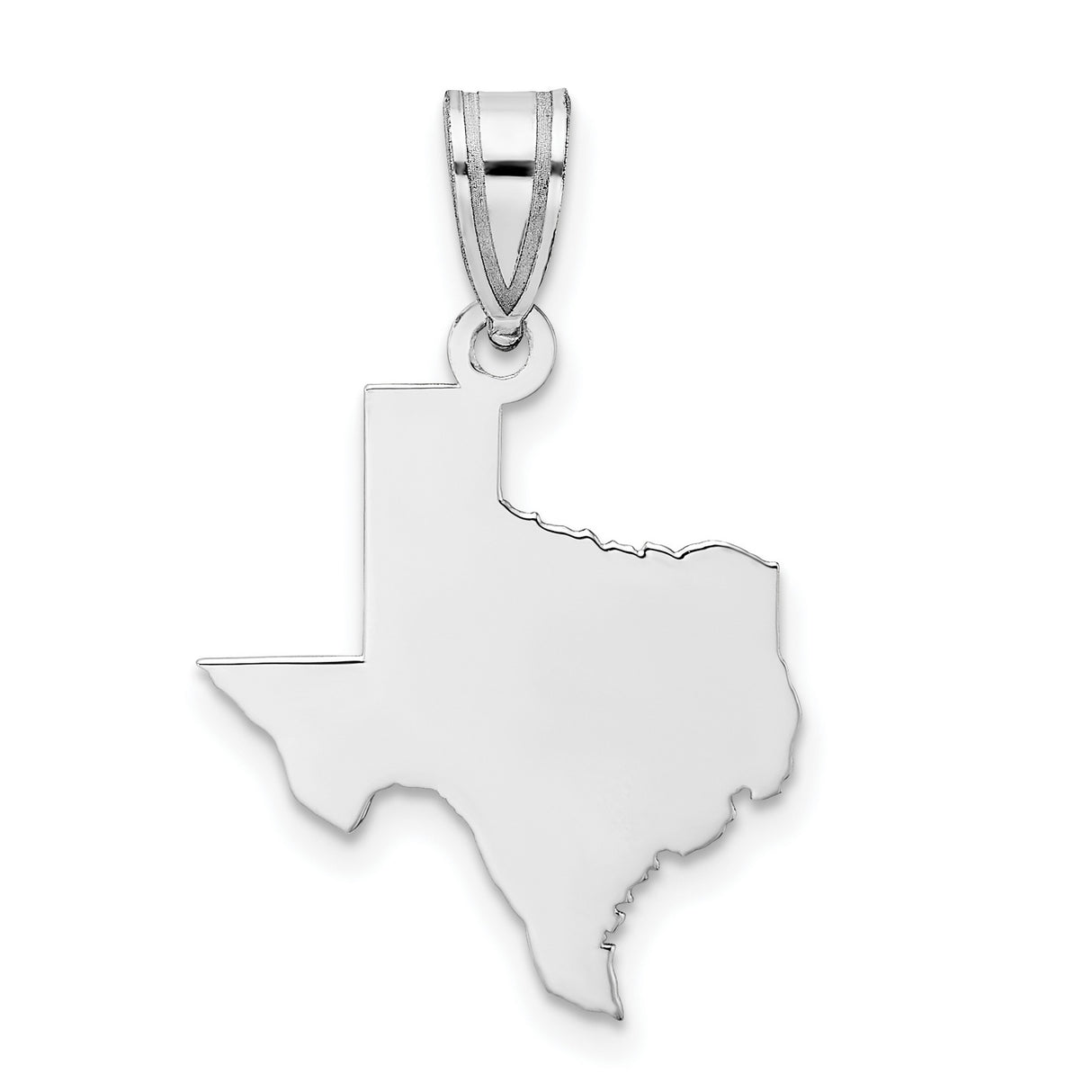 Texas State Charm Pendant in Real 14k White Gold