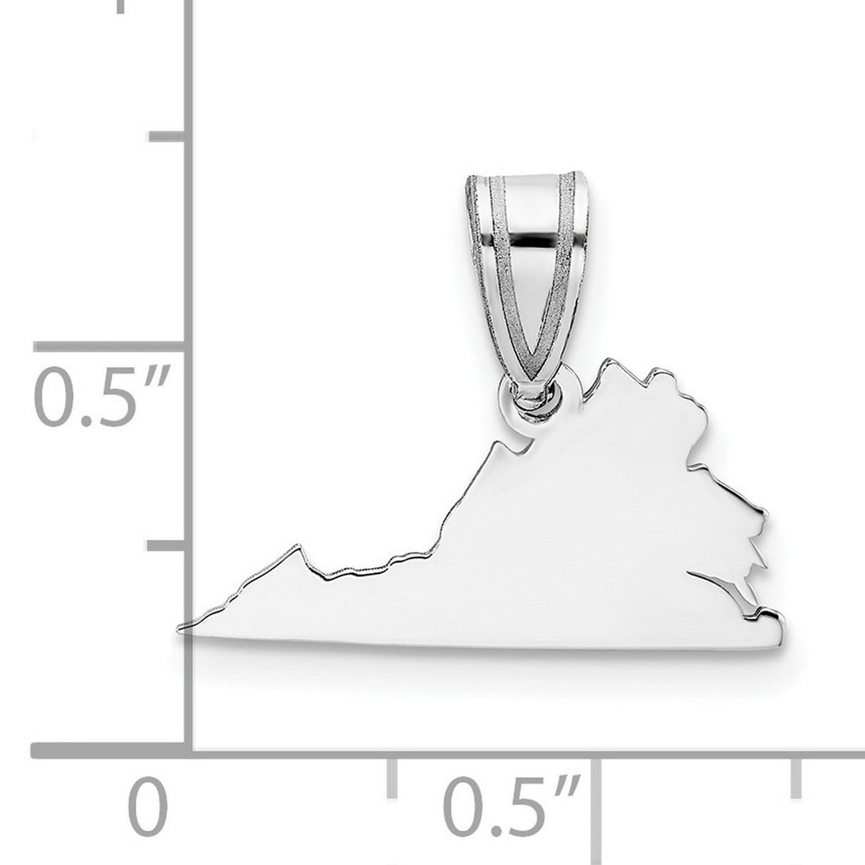Virginia State Charm Pendant in Real 14k White Gold