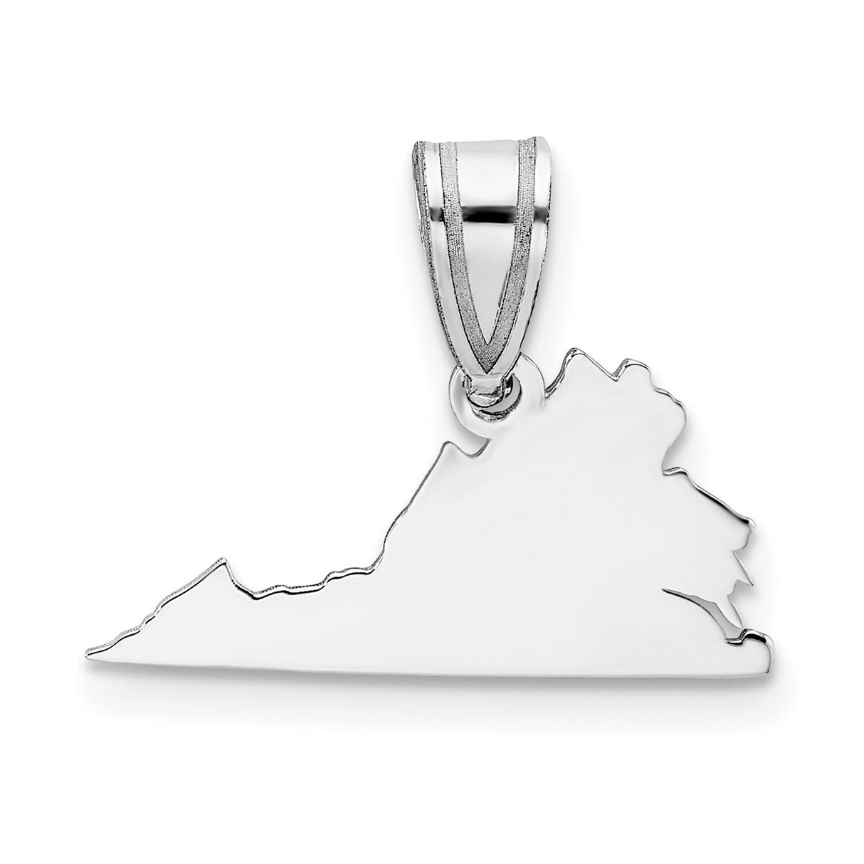 Virginia State Charm Pendant in Real 14k White Gold