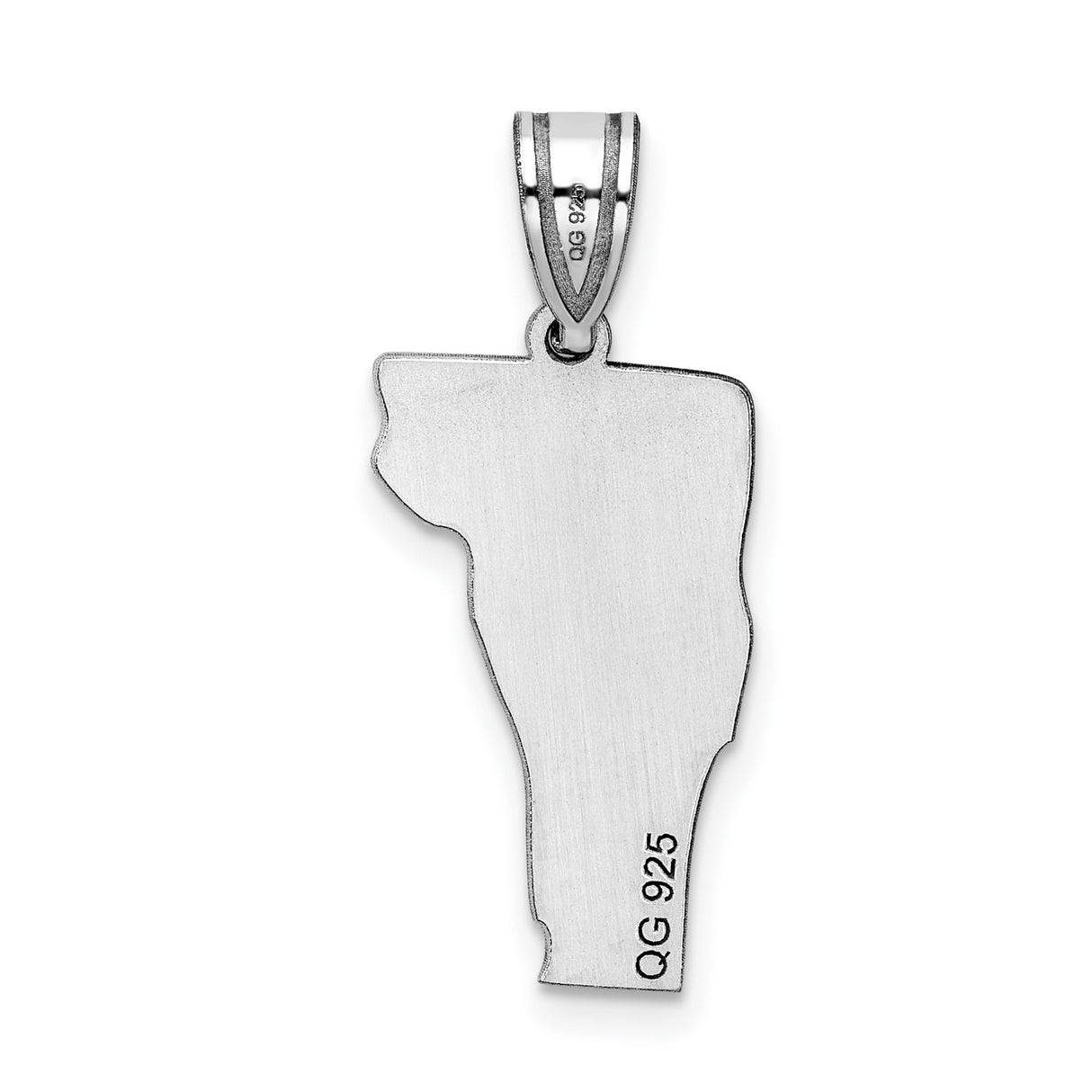 Vermont State Charm Pendant in Real 14k White Gold