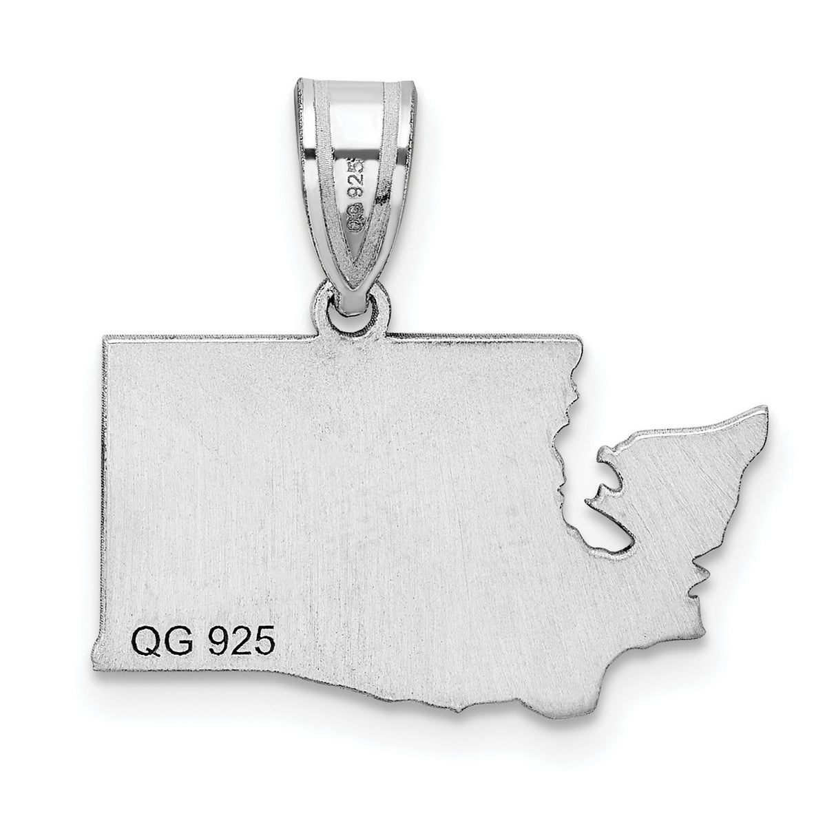 Washington State Charm Pendant in Real 14k White Gold