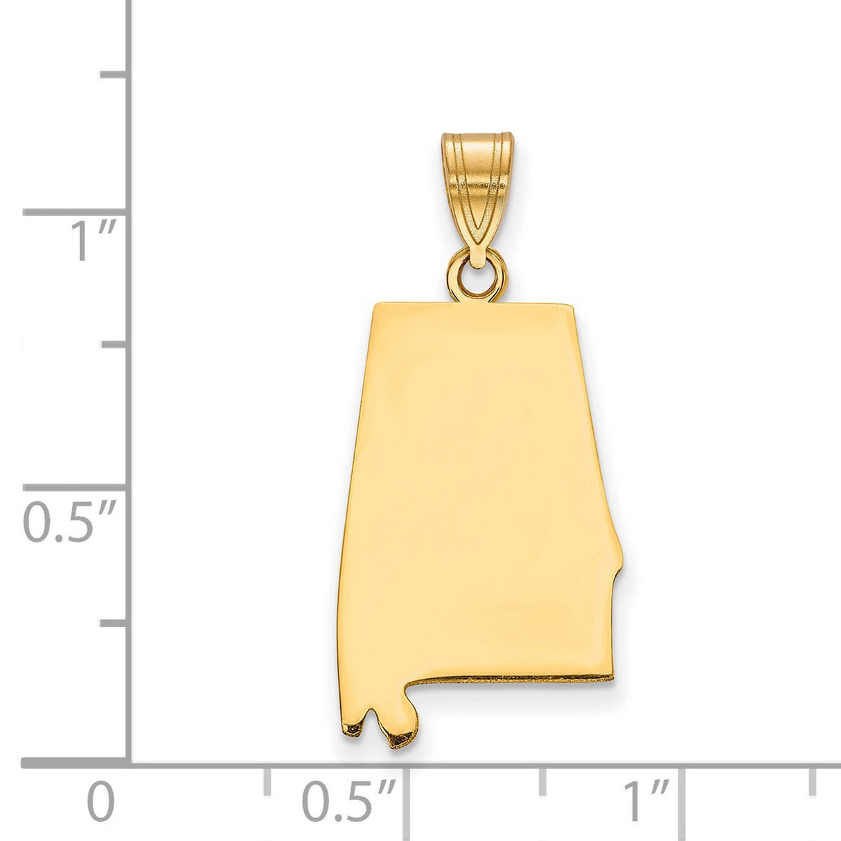 Polished Alabama State Shaped Charm Pendant in Real 925 Sterling SIlver