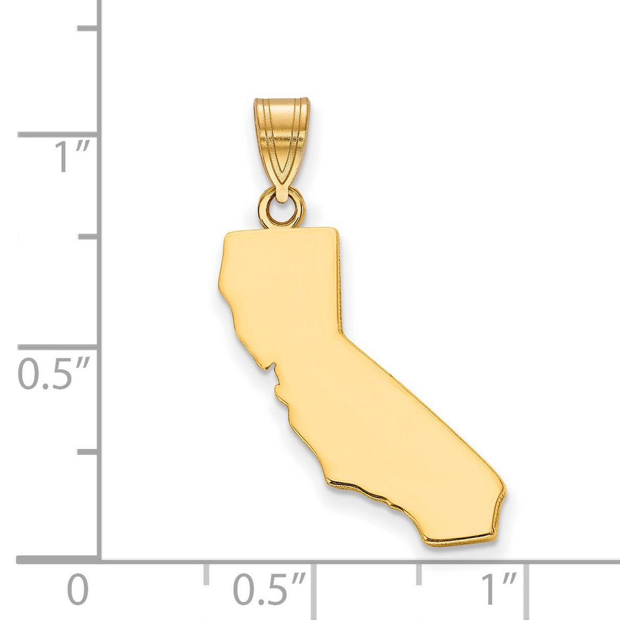 Polished California State Shaped Charm Pendant in Real 925 Sterling SIlver