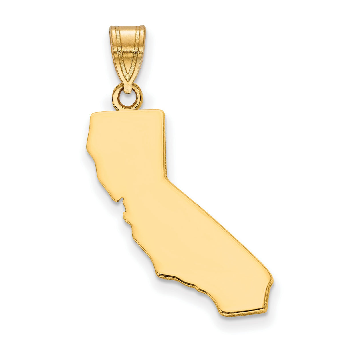 Polished California State Shaped Charm Pendant in Real 925 Sterling SIlver
