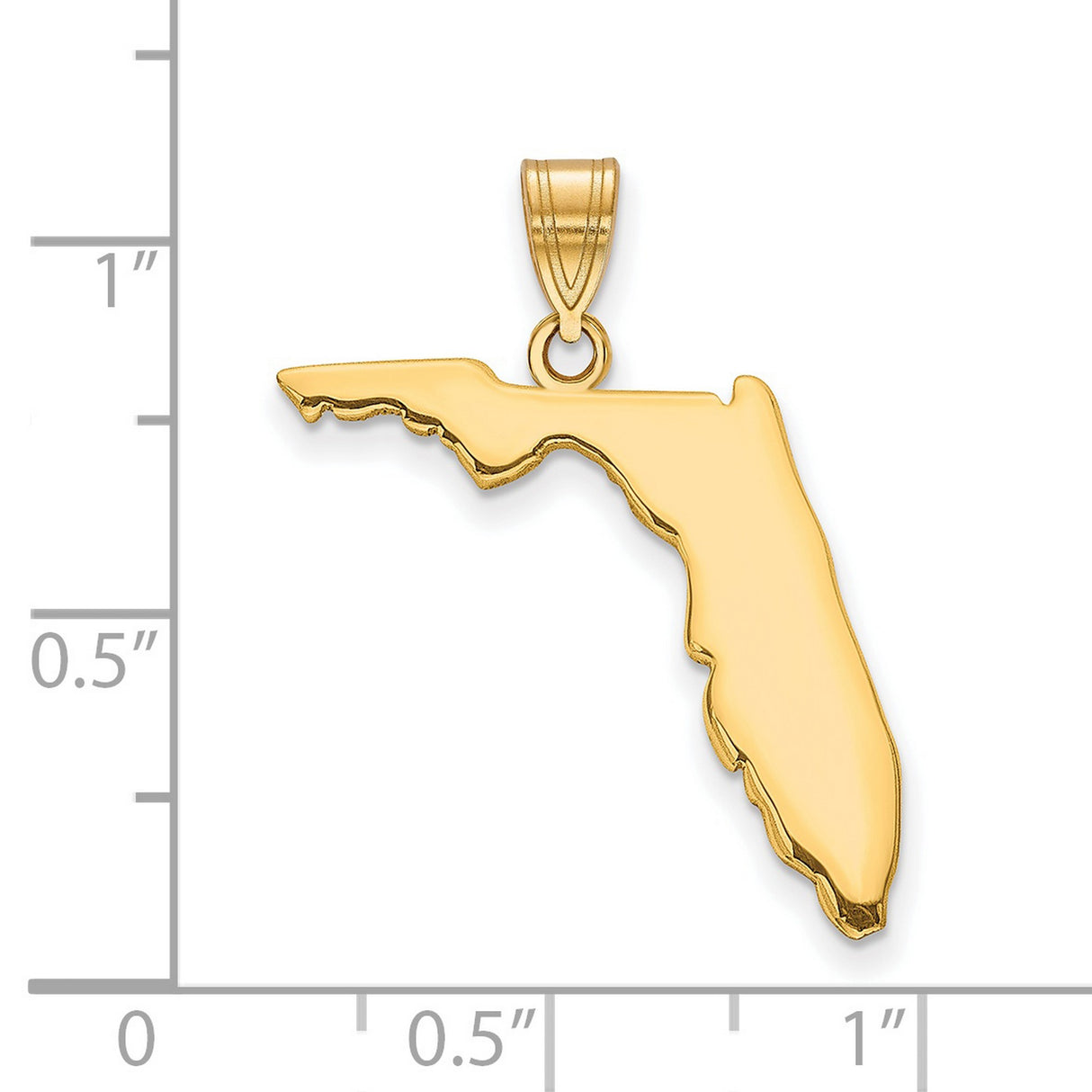 Polished Florida State Shaped Charm Pendant in Real 925 Sterling SIlver