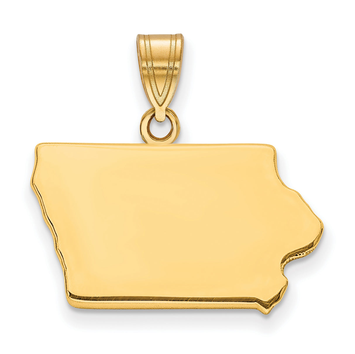 Polished Iowa State Shaped Charm Pendant in Real 925 Sterling SIlver
