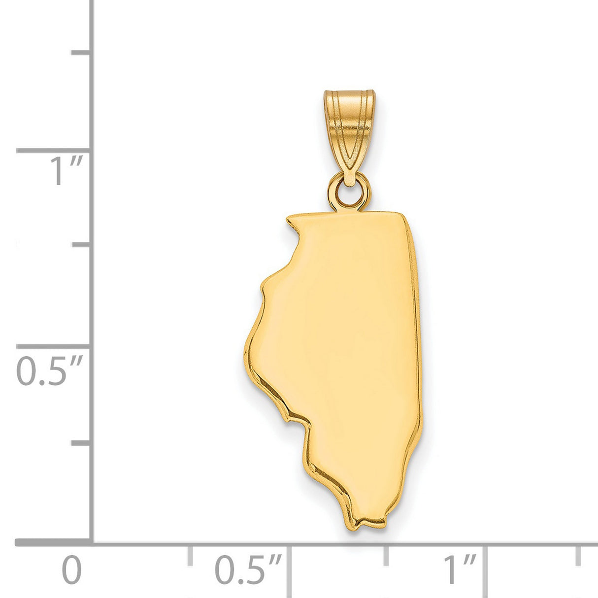 Polished Illinois State Shaped Charm Pendant in Real 925 Sterling SIlver