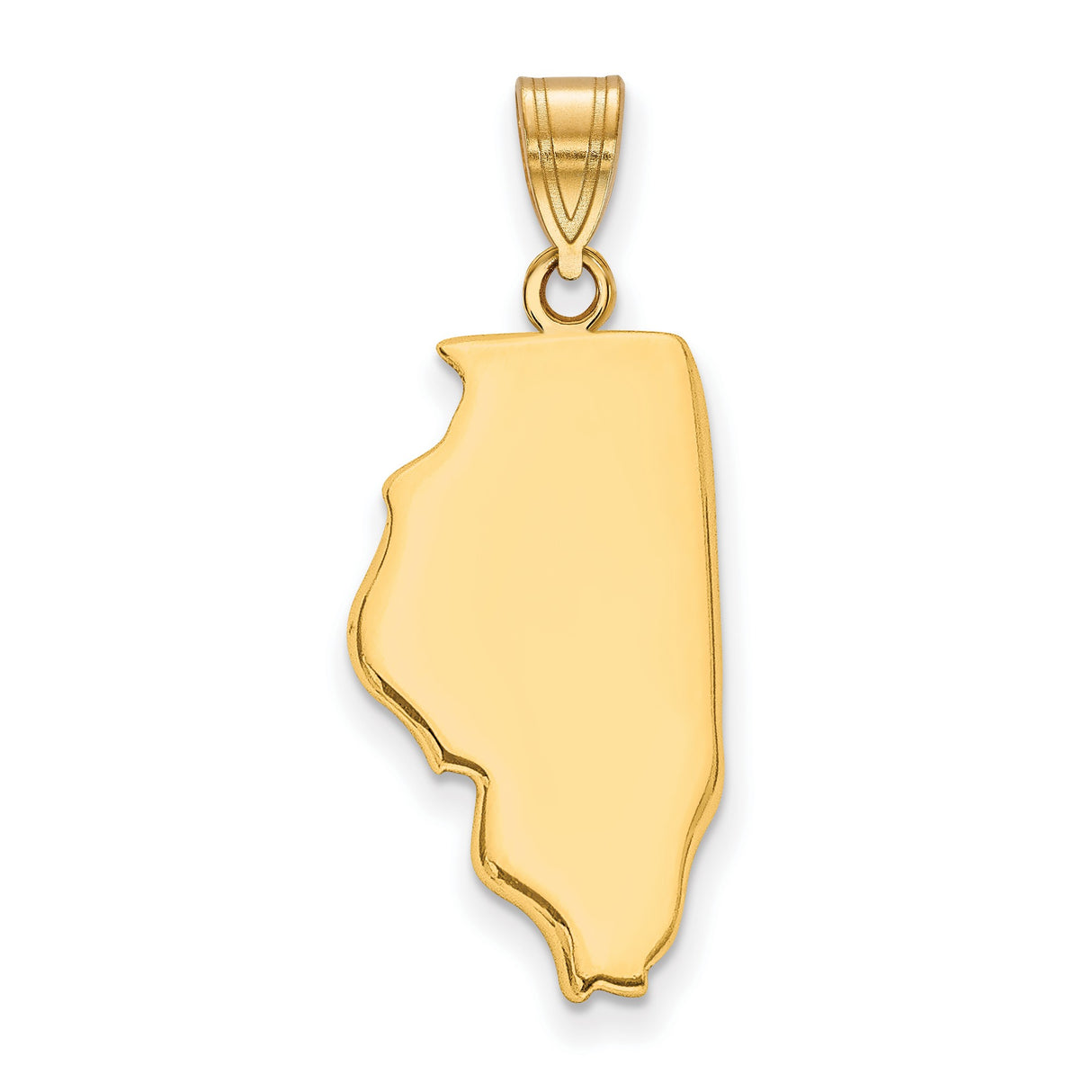 Polished Illinois State Shaped Charm Pendant in Real 925 Sterling SIlver