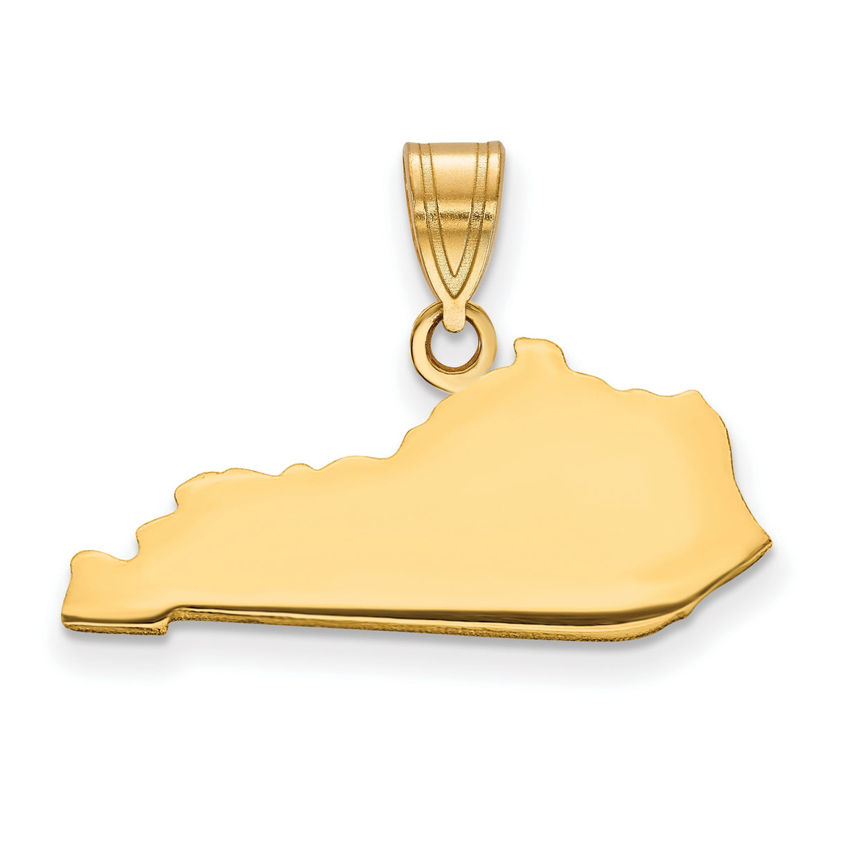 Polished Kentucky State Shaped Charm Pendant in Real 925 Sterling SIlver