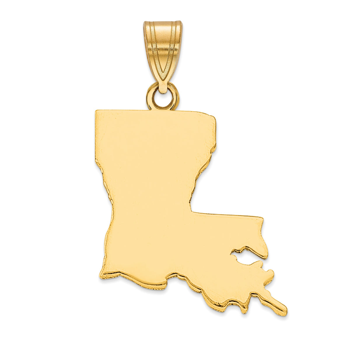 Polished Louisiana State Shaped Charm Pendant in Real 925 Sterling SIlver