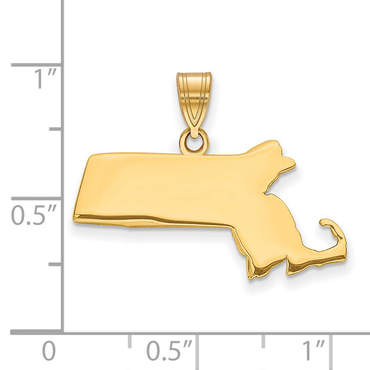 Polished Massachusetts State Shaped Charm Pendant in Real 925 Sterling SIlver