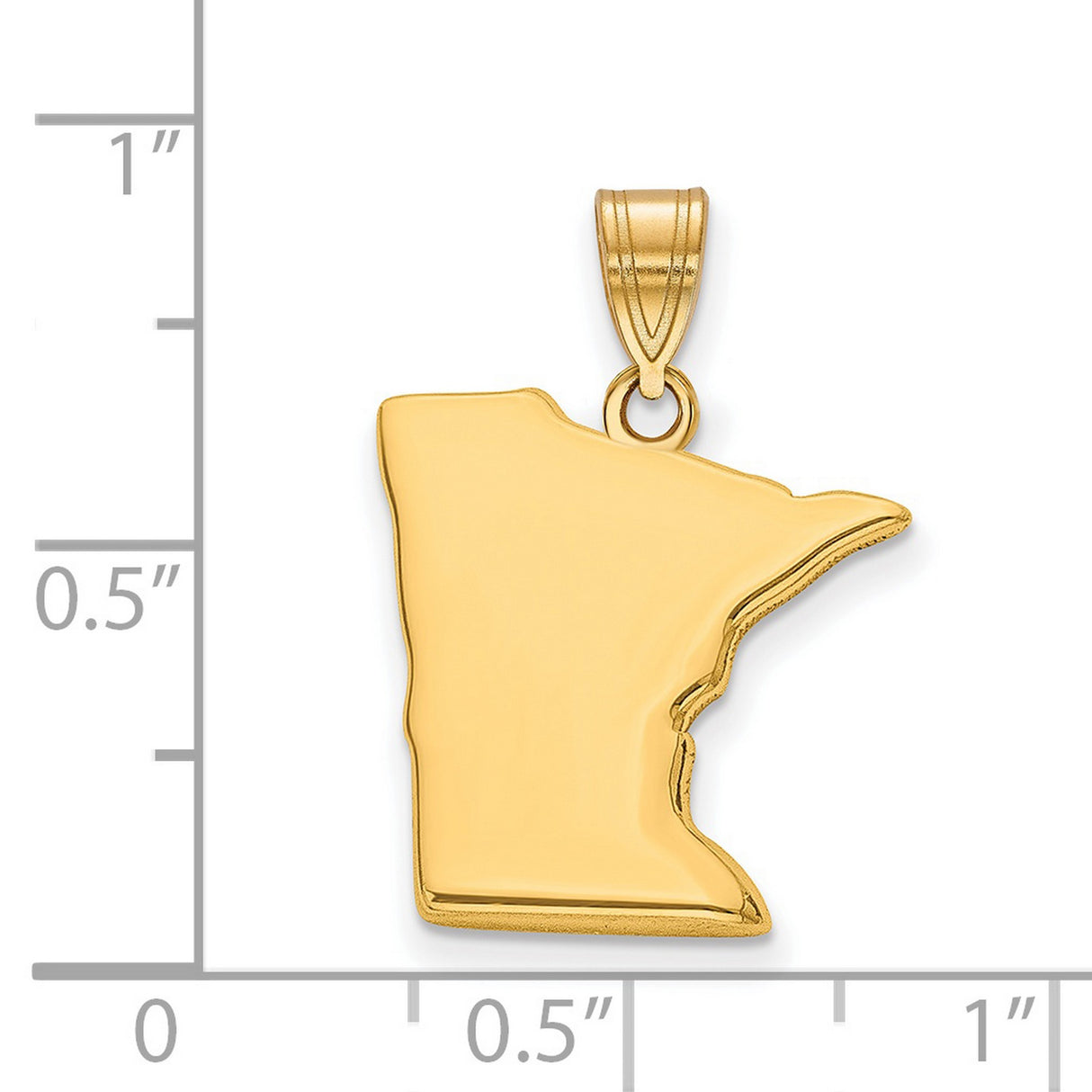 Polished Minnesota State Shaped Charm Pendant in Real 925 Sterling SIlver
