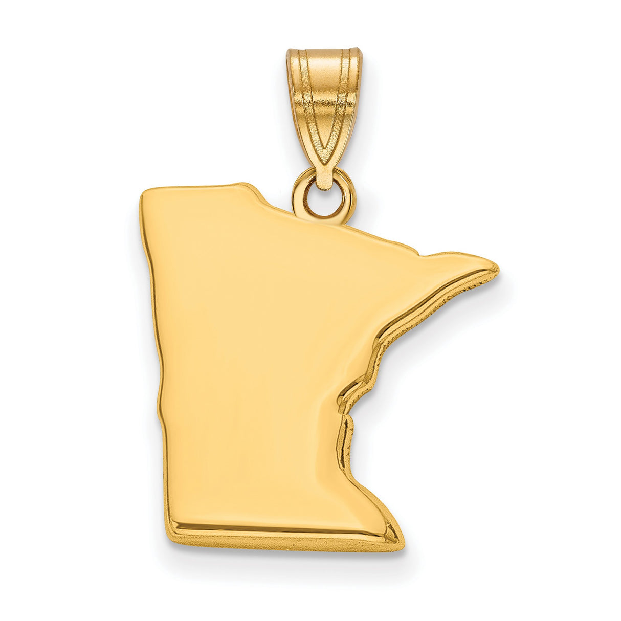 Polished Minnesota State Shaped Charm Pendant in Real 925 Sterling SIlver