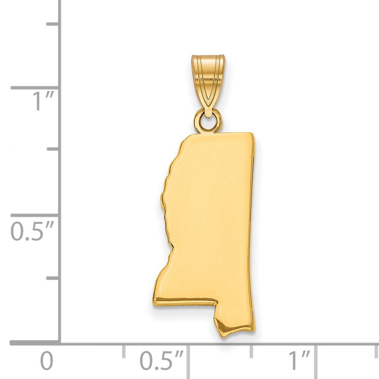 Polished Mississippi State Shaped Charm Pendant in Real 925 Sterling SIlver