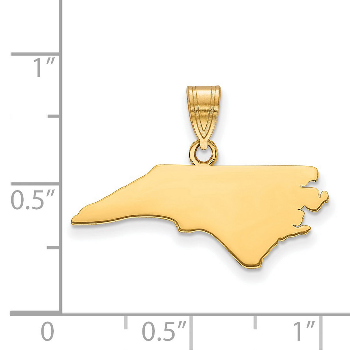 Gold Plated North Carolina State Charm Pendant in Real 925 Sterling SIlver