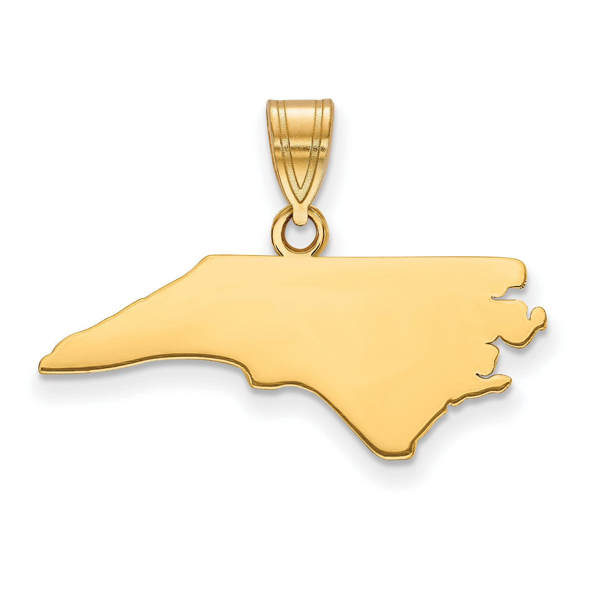 Gold Plated North Carolina State Charm Pendant in Real 925 Sterling SIlver