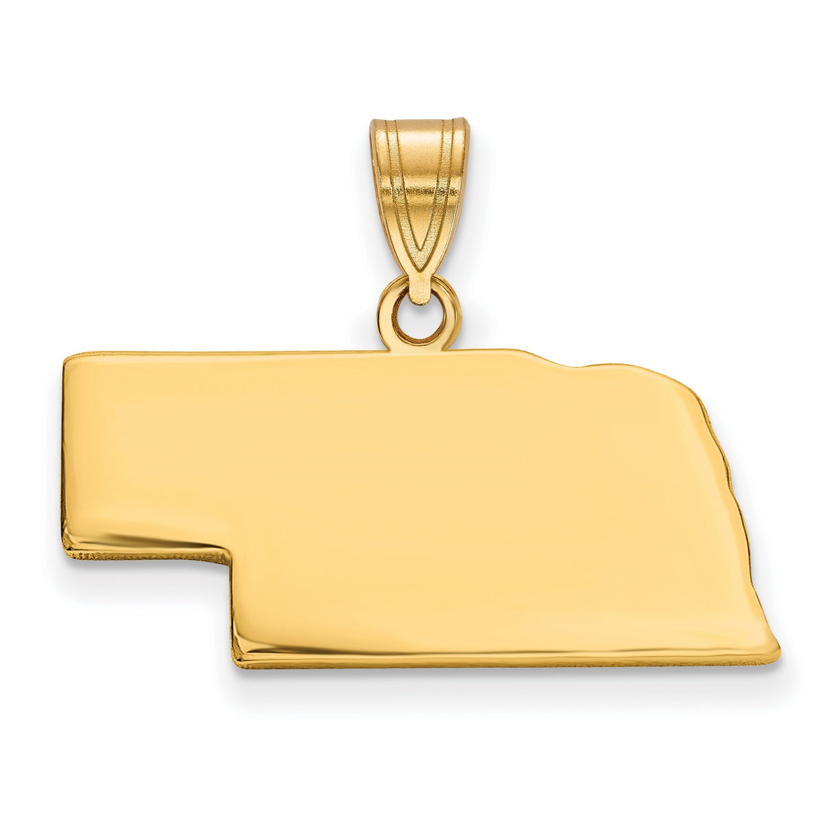 Gold Plated Nebraska State Charm Pendant in Real 925 Sterling SIlver