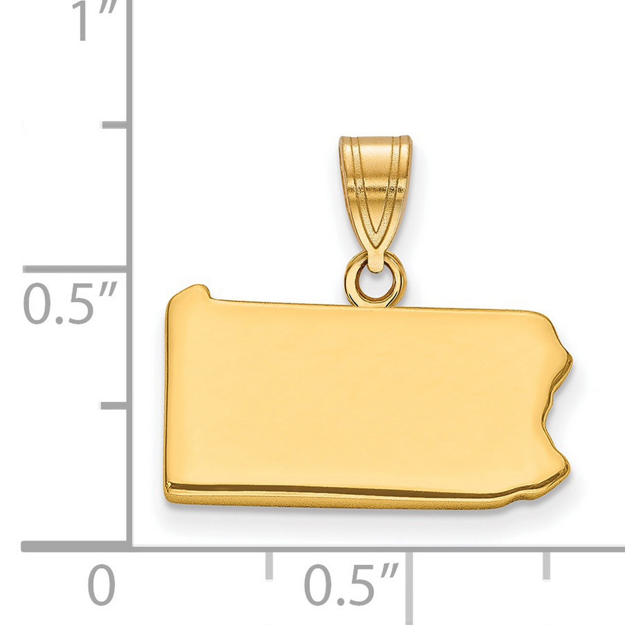 Gold Plated Pennsylvania State Charm Pendant in Real 925 Sterling SIlver