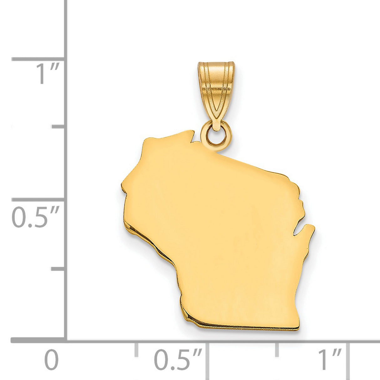 Gold Plated Wisconsin State Charm Pendant in Real 925 Sterling SIlver
