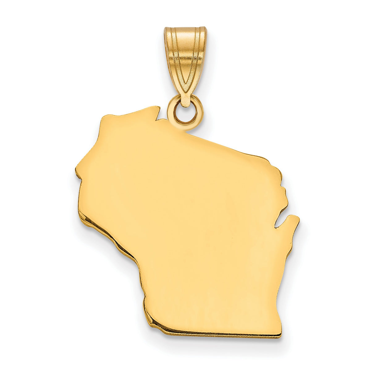 Gold Plated Wisconsin State Charm Pendant in Real 925 Sterling SIlver