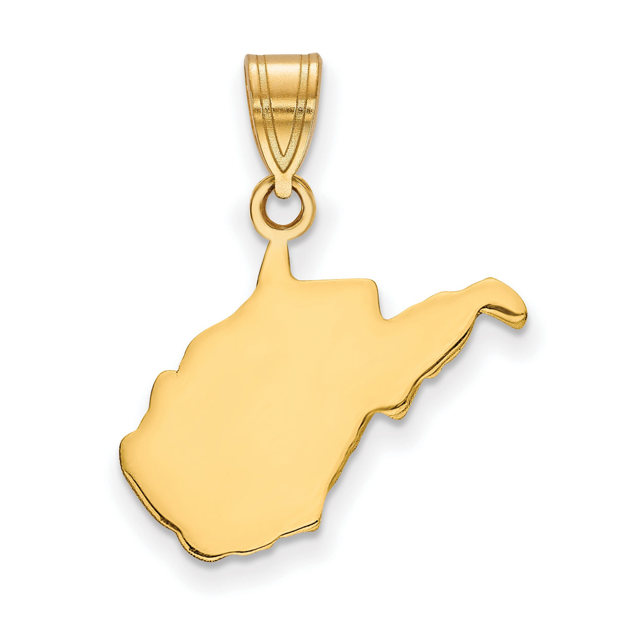 Gold Plated West Virginia State Charm Pendant in Real 925 Sterling SIlver