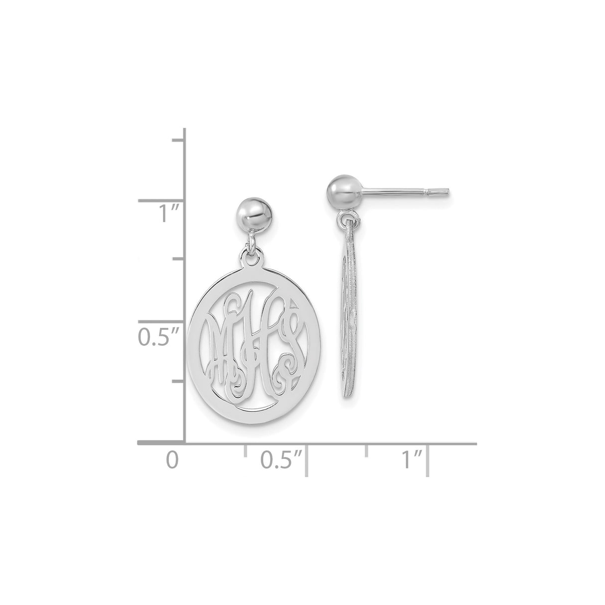 Sterling Silver Monogram Dangle Earrings with Script Letter Design, Personalized Initial Jewelry