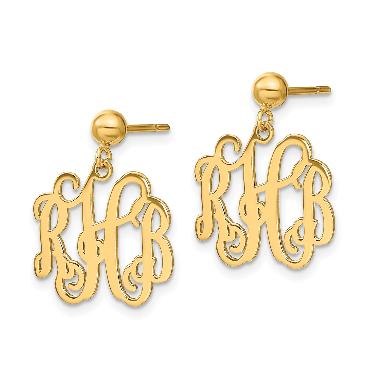 Sterling Silver Monogram Stud Earrings, Custom Script Initial Jewelry for Women