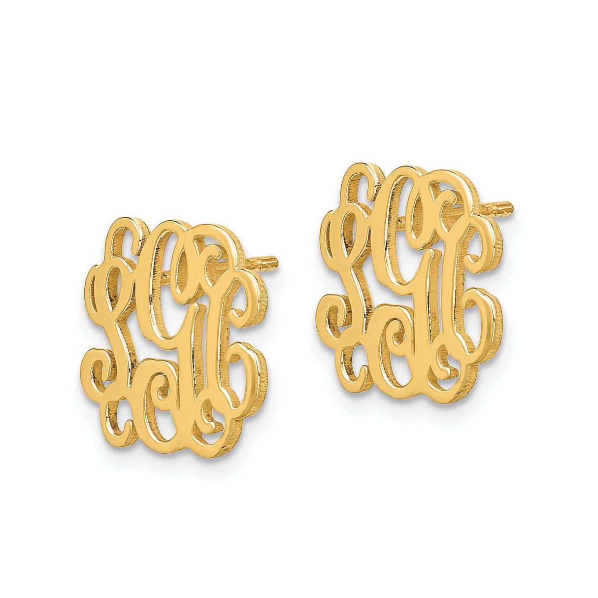 Sterling Silver Monogram Stud Earrings with Script Font Initials