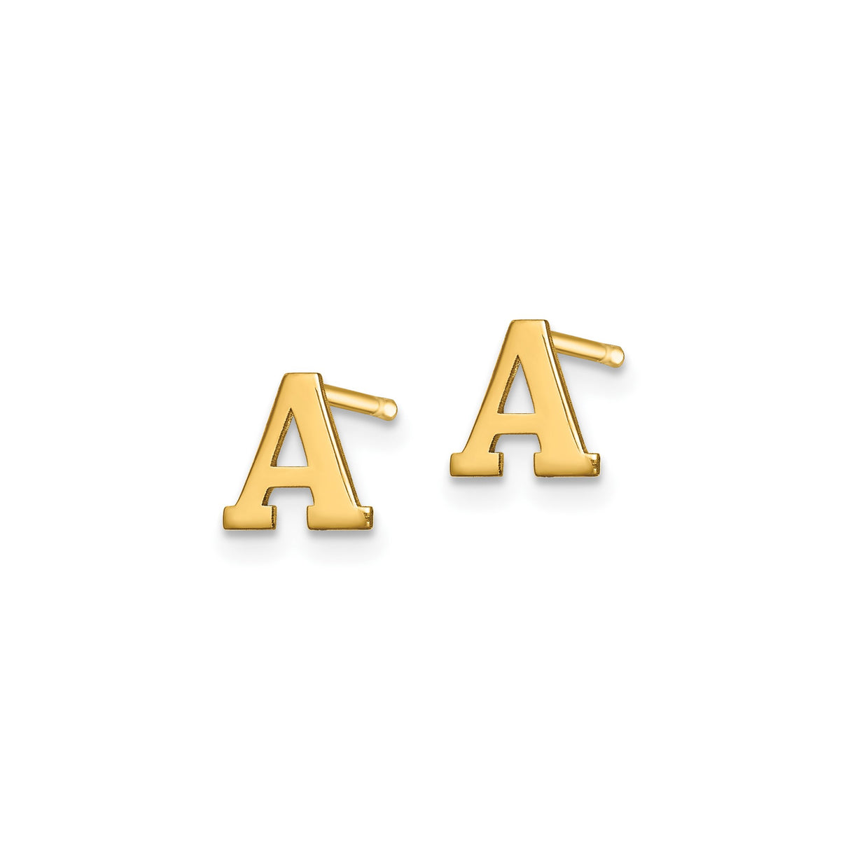 Sterling Silver Letter A Initial Stud Earrings, Block Font Alphabet Design, Unisex Style
