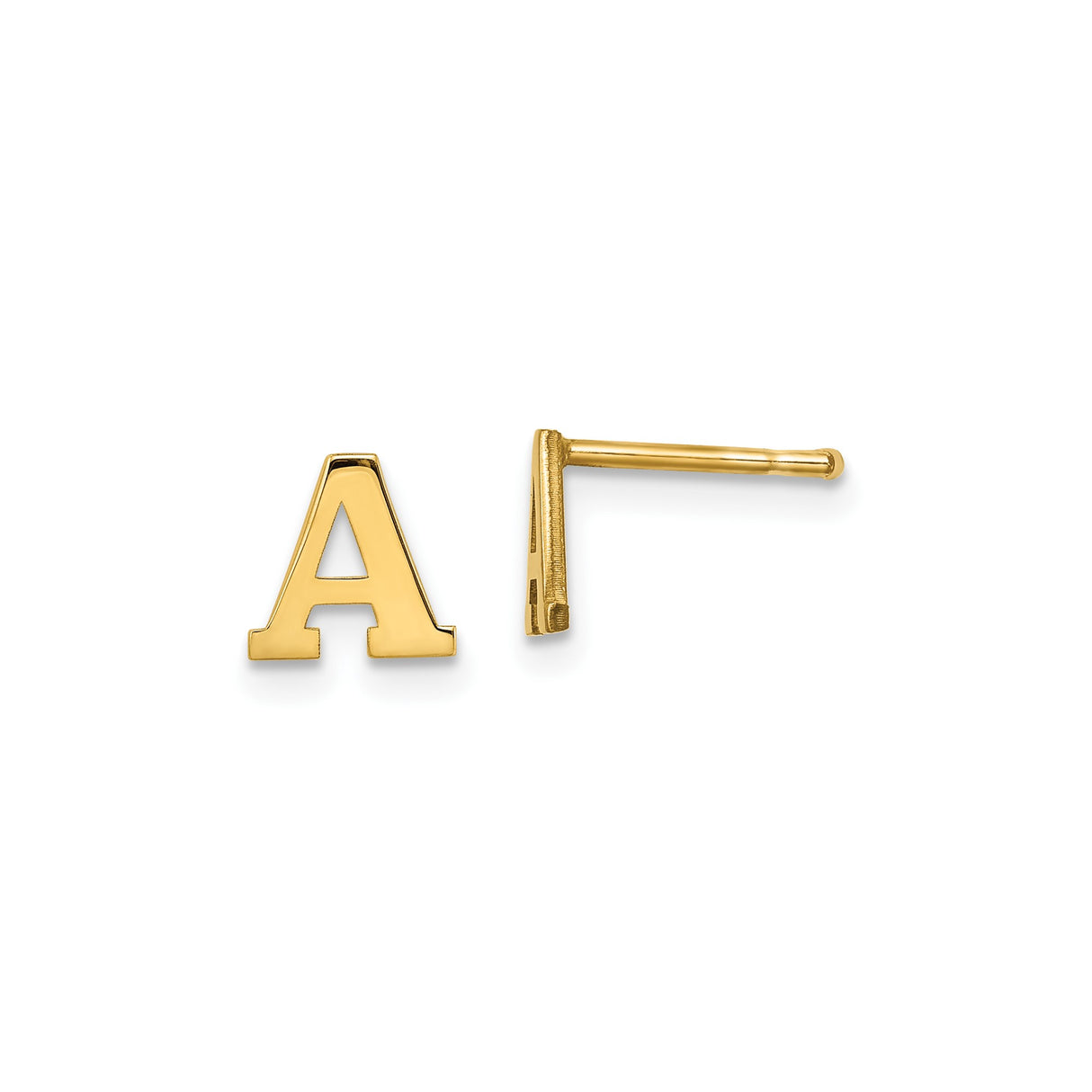 Sterling Silver Letter A Initial Stud Earrings, Block Font Alphabet Design, Unisex Style