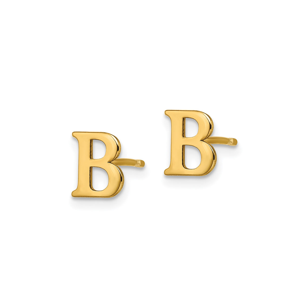 Sterling Silver Block Letter B Initial Stud Earrings, Polished Alphabet Jewelry for Women and Unisex