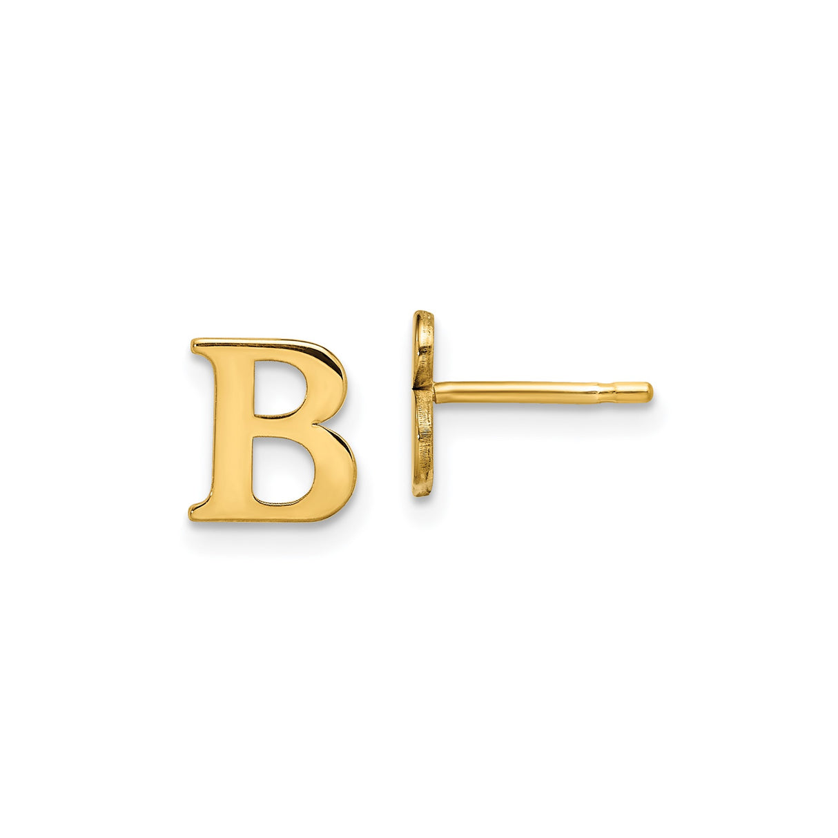 Sterling Silver Block Letter B Initial Stud Earrings, Polished Alphabet Jewelry for Women and Unisex