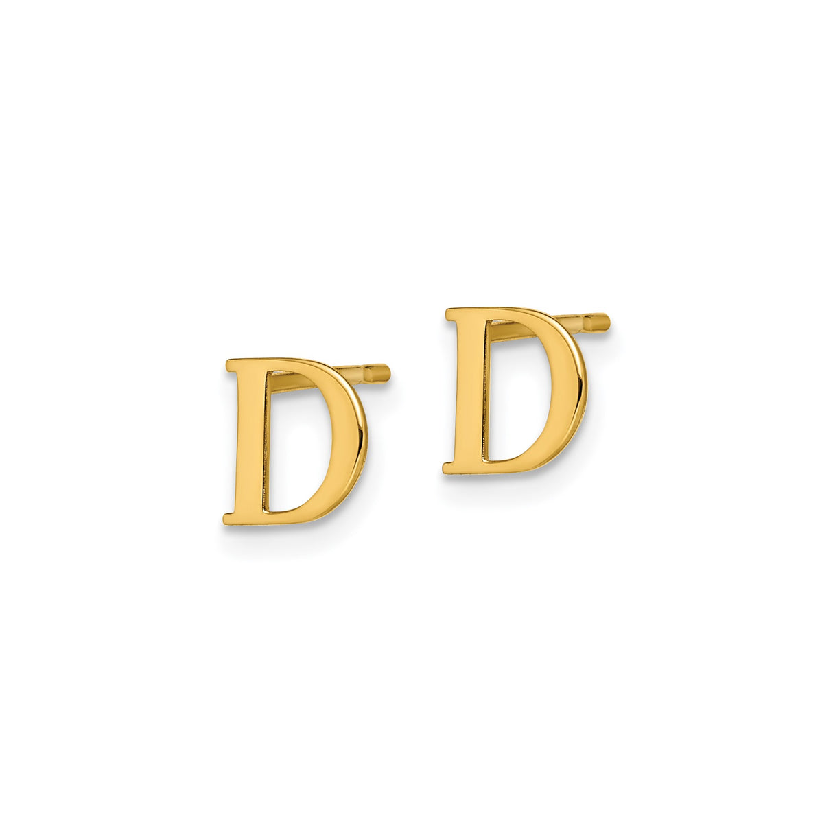 Sterling Silver Letter D Stud Earrings, Polished Alphabet Design for Women