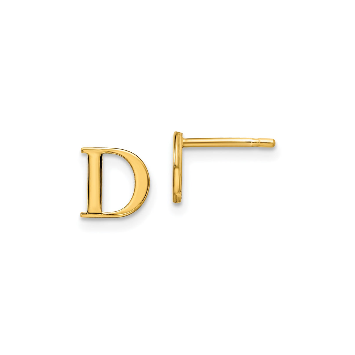 Sterling Silver Letter D Stud Earrings, Polished Alphabet Design for Women