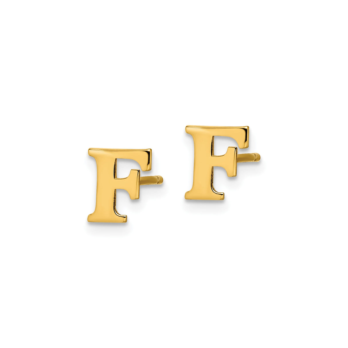 Sterling Silver Letter F Stud Earring, Gold Plated, Modern Capital Initial Design