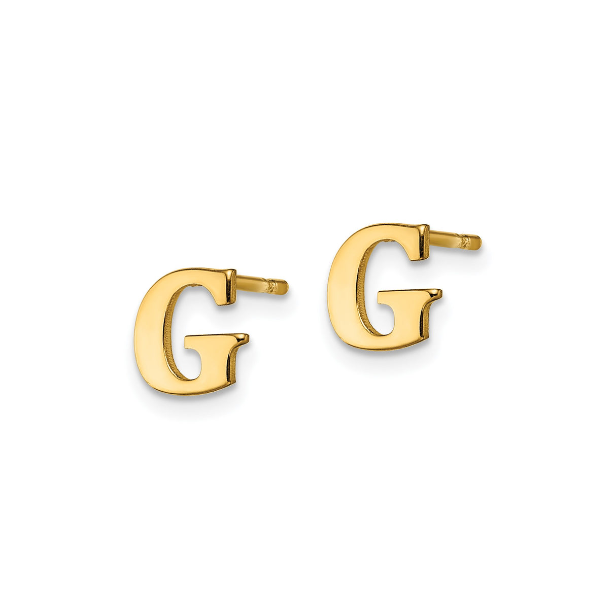 Sterling Silver Initial G Stud Earrings, Minimalist Polished Alphabet Design for Women