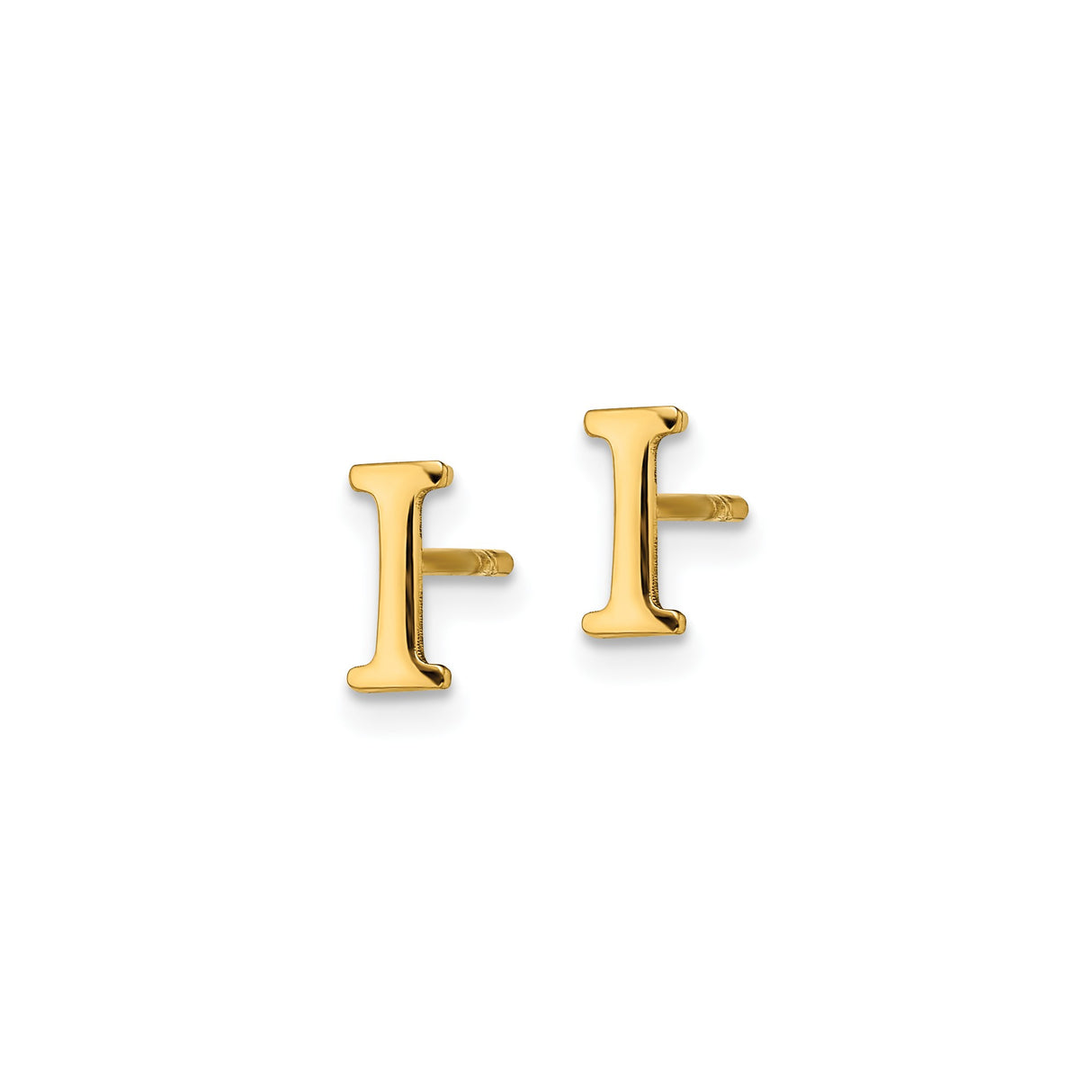 Sterling Silver Letter I Stud Earring, Gold Plated Alphabet Initial, Minimalist Unisex Jewelry